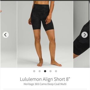 Lululemon Align Short 8” Heritage 365 Camo Deep Coal Multi Size‎ 4 yoga nulu